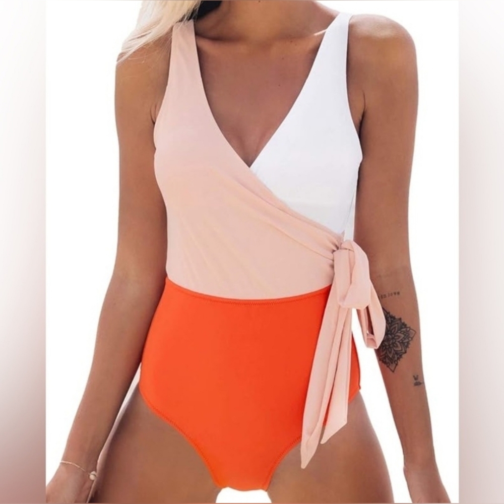 Cupshe Bowknot One Piece Swimsuit - Pink And Purple